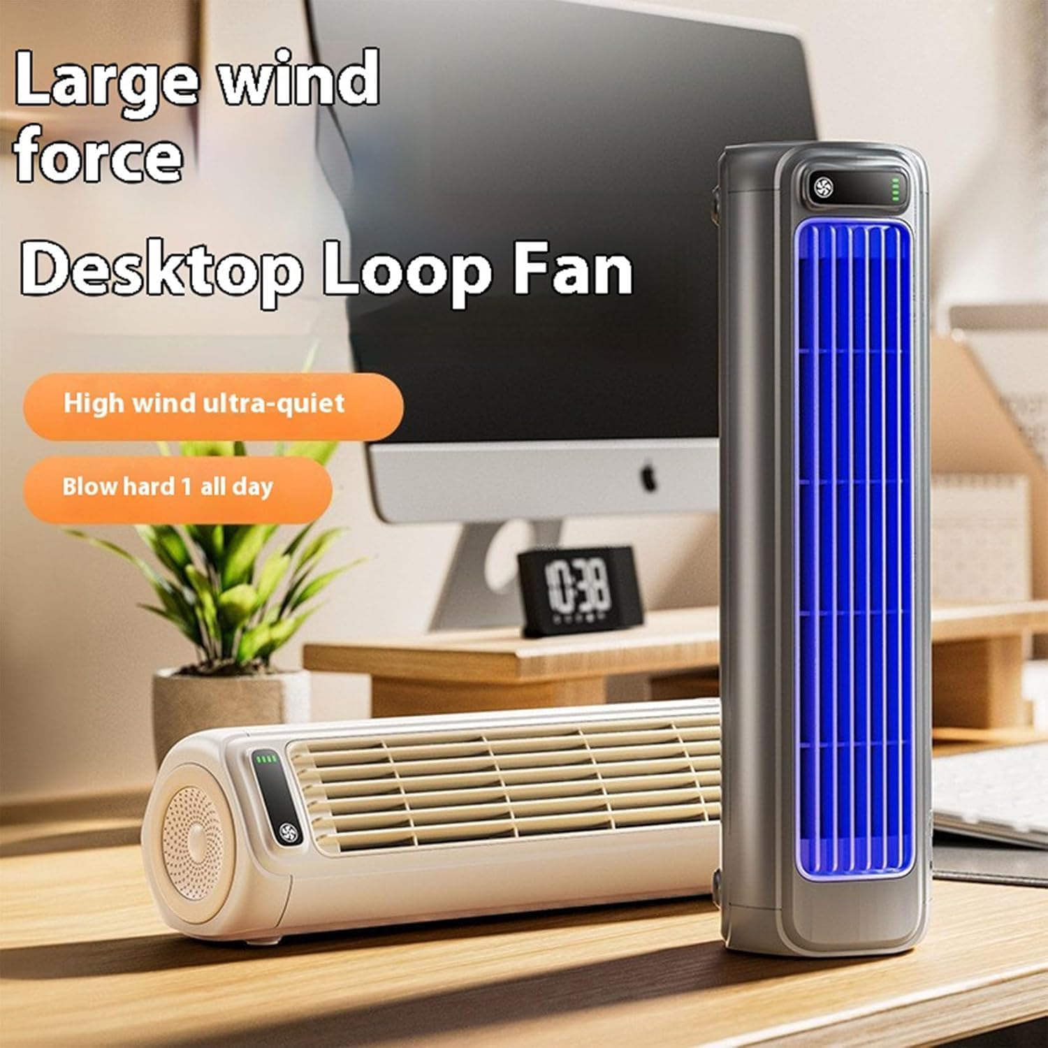 Qinux Brizaac Bladeless Portable Air Conditioner - 3 Quiet Speeds, USB Charging, Wall Mountable Cooling Tower Fan for Home & Office (White)