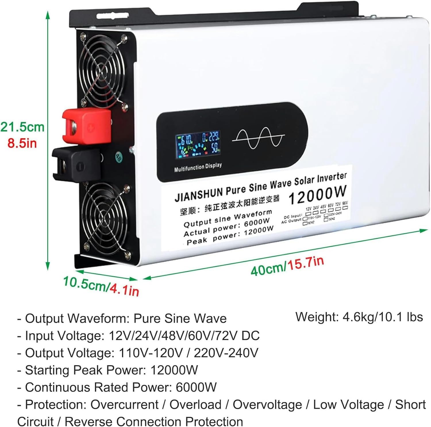 Inverter Pure Sine Wave Power Inverter 5000W 6000W 8000W 10000W 12000W, DC to AC Converter Car Inverter for Laptop