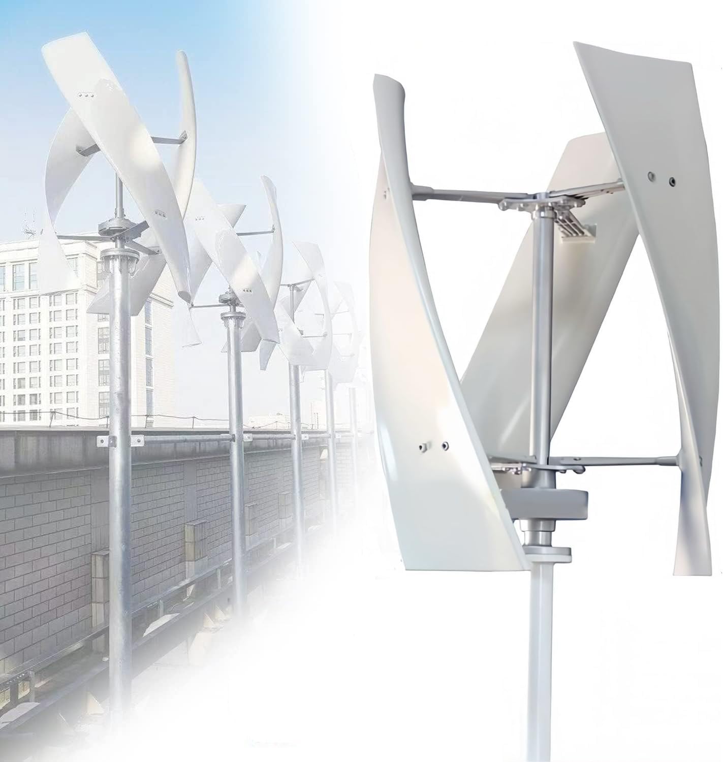Vertical Wind Generator Kit, Vertical Magnetic Levitation Wind Turbine with 3 Blade and Controller, High Wind Energy Utilization and Strong Wind Resistance Suitable for Courtyards Factories