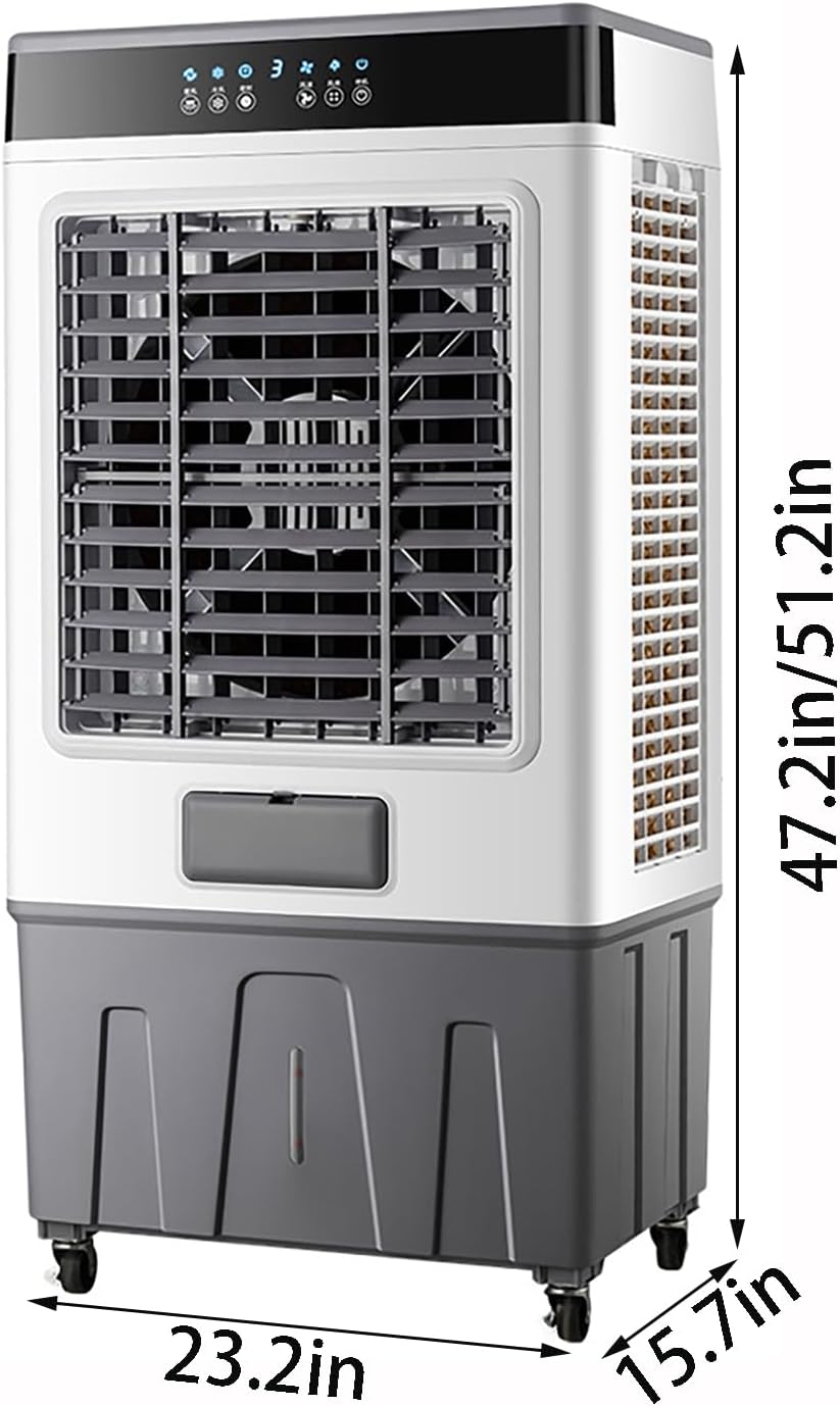 3-Speed Portable Air Conditioner Evaporative Cooler with Extra-Large Water Tank for Enhanced Cooling EfficiencySuitable for Large Rooms Gray 23.2in*15.7in*51.2in
