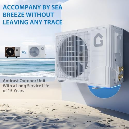 12000 BTU Mini Split Air Conditioner Heat Pump System, 17 SEER2 Energy-Efficient Inverter, Cools Up to 750 Sq.Ft, Installation Kit, WiFi Enabled