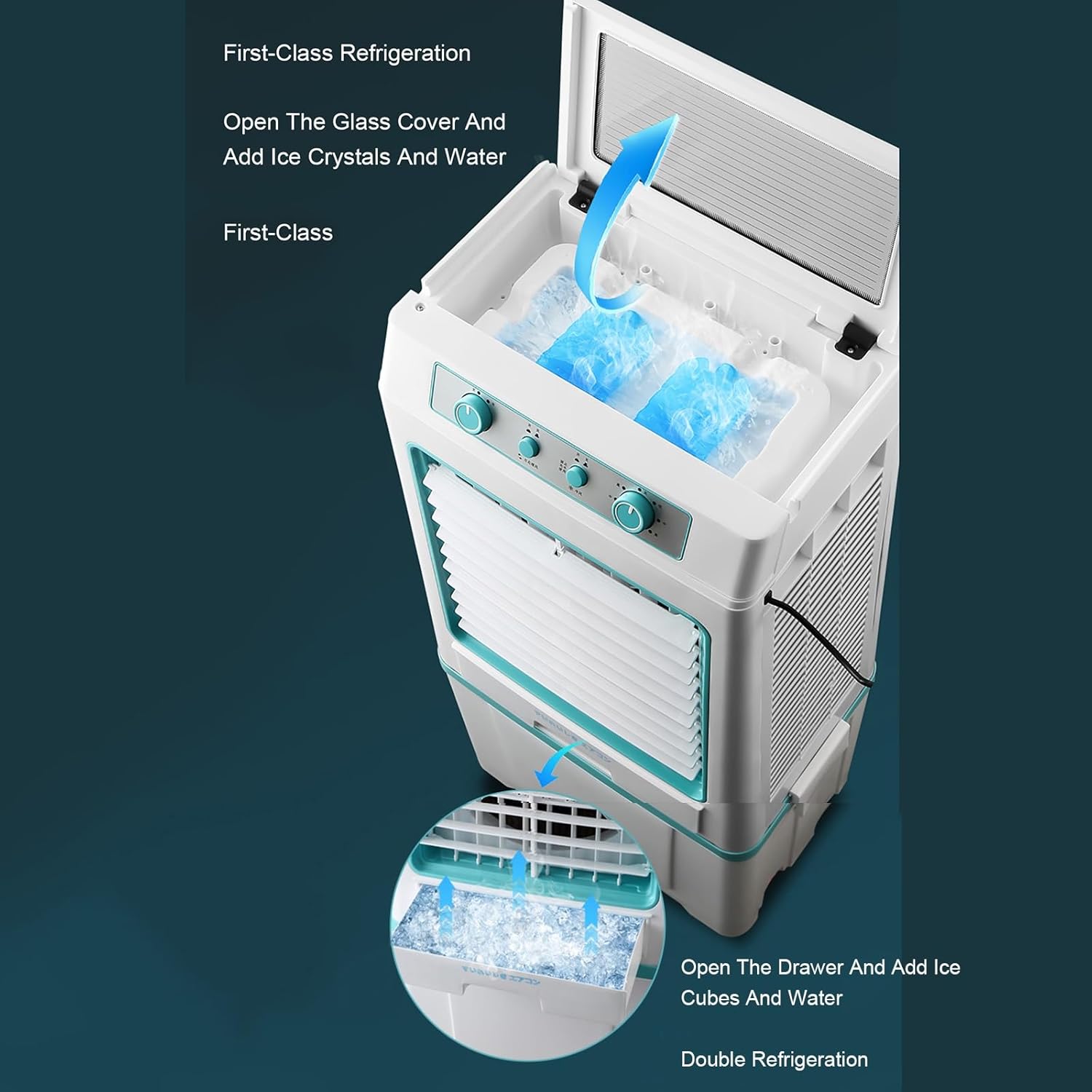 Portable Air Conditioners, Evaporative Air Cooler with 3 Speeds, Fast Cooling Windowless Portable Evaporative Coolers for Home Use(Orange)