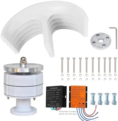 12000W Wind Turbine Generator - 5 Blades Vertical Kit, 12V/24V/48V/110V/220V, 3 Phase AC Permanent Magnet with Controller for Hybrid Wind & Solar Energy Solutions, Red