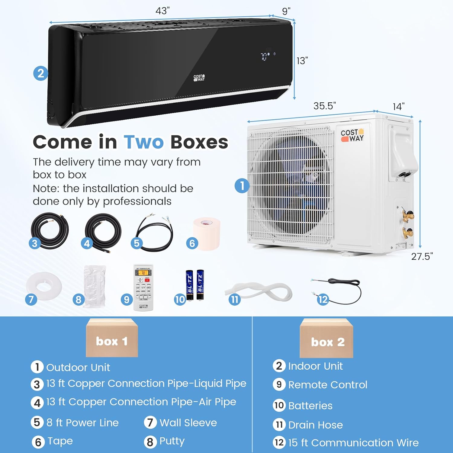 SIMOE 24,000BTU Mini Split Air Conditioner& Heater, 21 SEER2 Wall-Mounted Ductless AC Unit Cools Rooms up to 1500 Sq. Ft, Compatible with Alexa, Inverter AC with 2 Ton Heat Pump & Installation Kit
