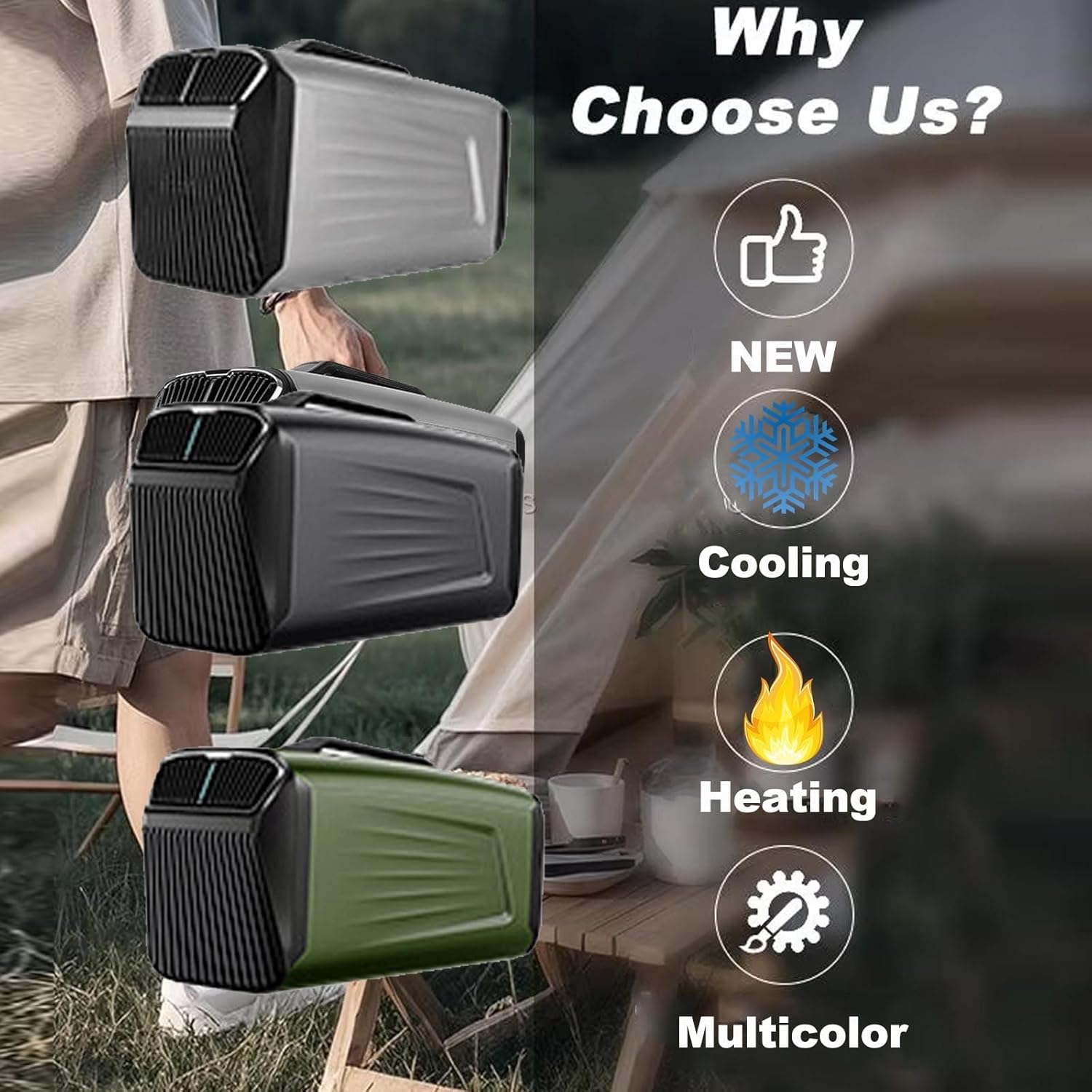 Portable Air Conditioners,Mobile Air Conditioners,Camping Air Conditioner,4-In-1 Air Cooler&Heater-Remote,3 Speeds & Lightweight, Low Noise-For Camping Outdoor,Rv,Truck,Office,Bedroom ,Green