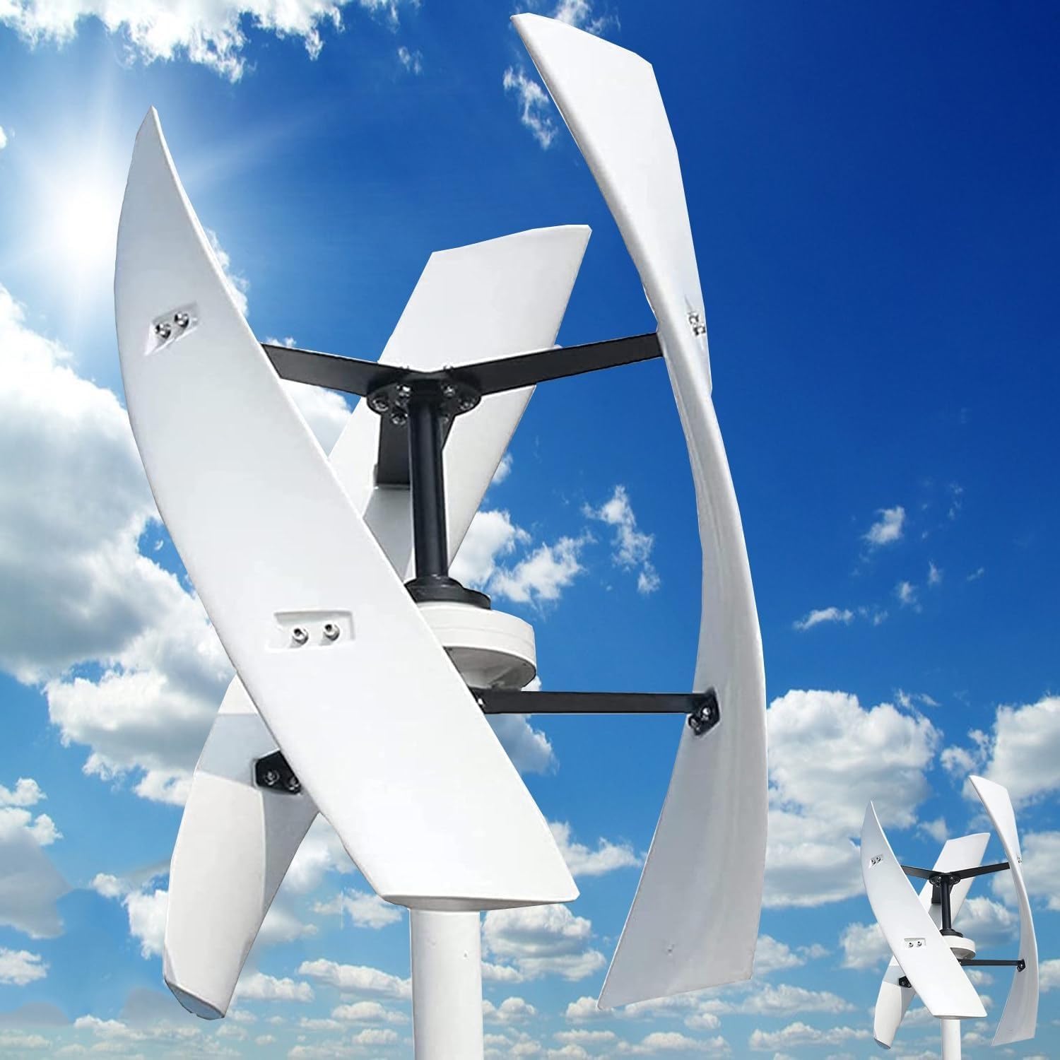 Silent 18000W Vertical Wind Turbine with 3 Blades & Waterproof Charge Controller - Ideal for Home & Camping Use (220V) - Magnetic Levitation Technology