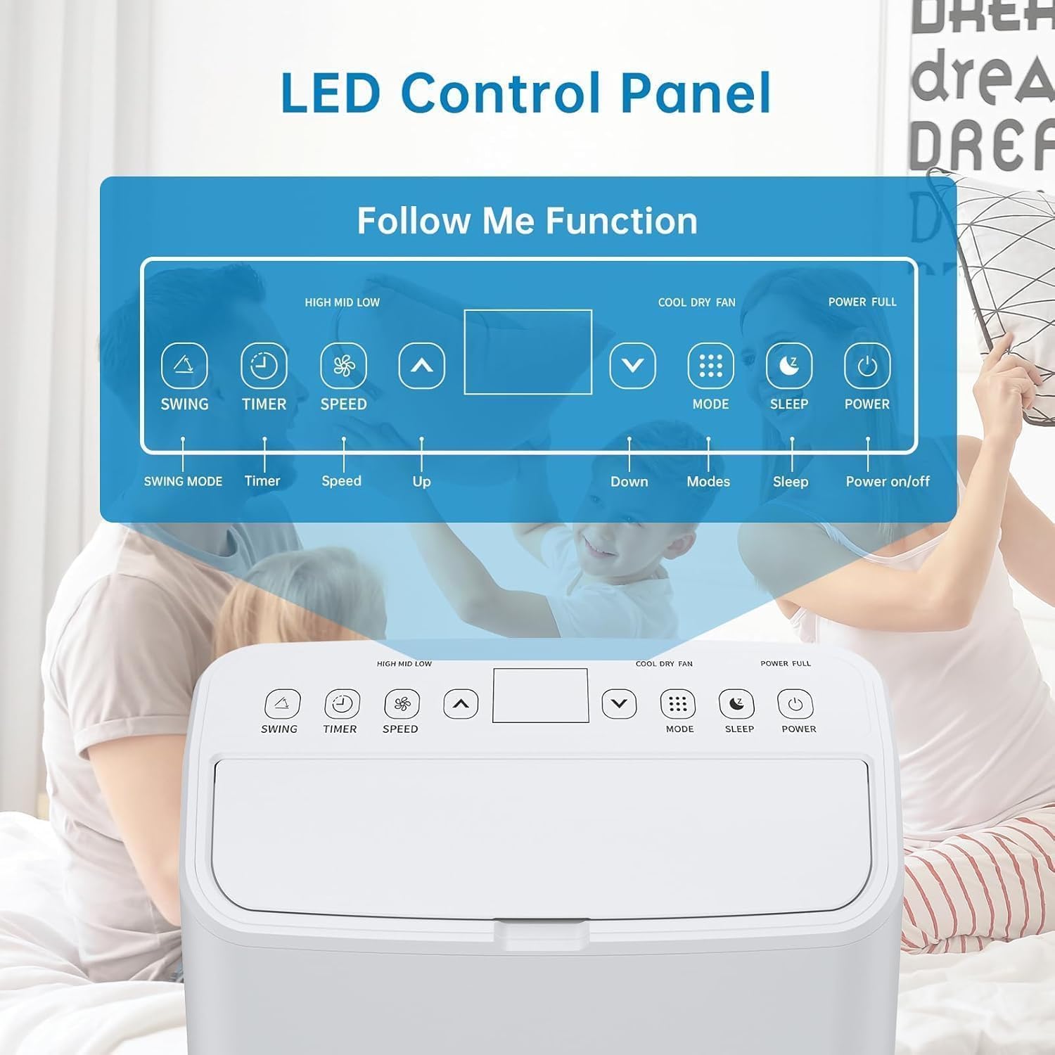 14,000 BTU Portable Air Conditioner for 750 Sq.Ft - Drainage-Free 3 in-1 w/Cool, Dehumidifier & Fan, 50dB Quiet & No Tools Window Kit for Bedroom/Apartment/Office