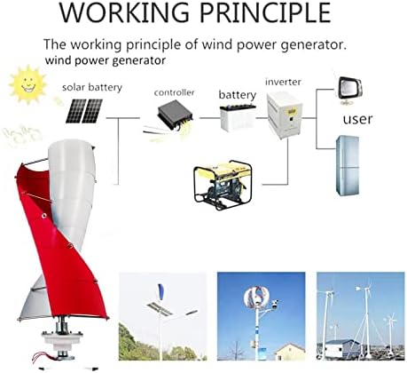 220V Low Noise Vertical Wind Turbine, 10000W 2-Blade Wind Power Generator, 12V/24V/48V Low Start Speed Vertical Axis Wind Turbine for Home & Outdoor Energy Solutions