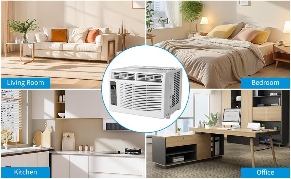 6000 BTU WiFi Window Air Conditioner for Small Rooms - Remote + App Control, UL Certified, Cools 250 Sq.Ft, Bedroom/Office