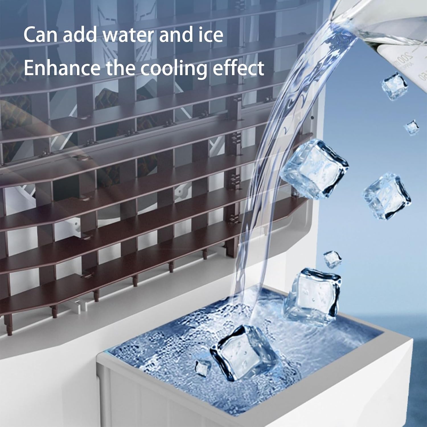 Evaporative Air Cooler, Portable Air Conditioner with Large Tank and 2 Ice Packs, Oscillation Swamp Cooler for Room Office