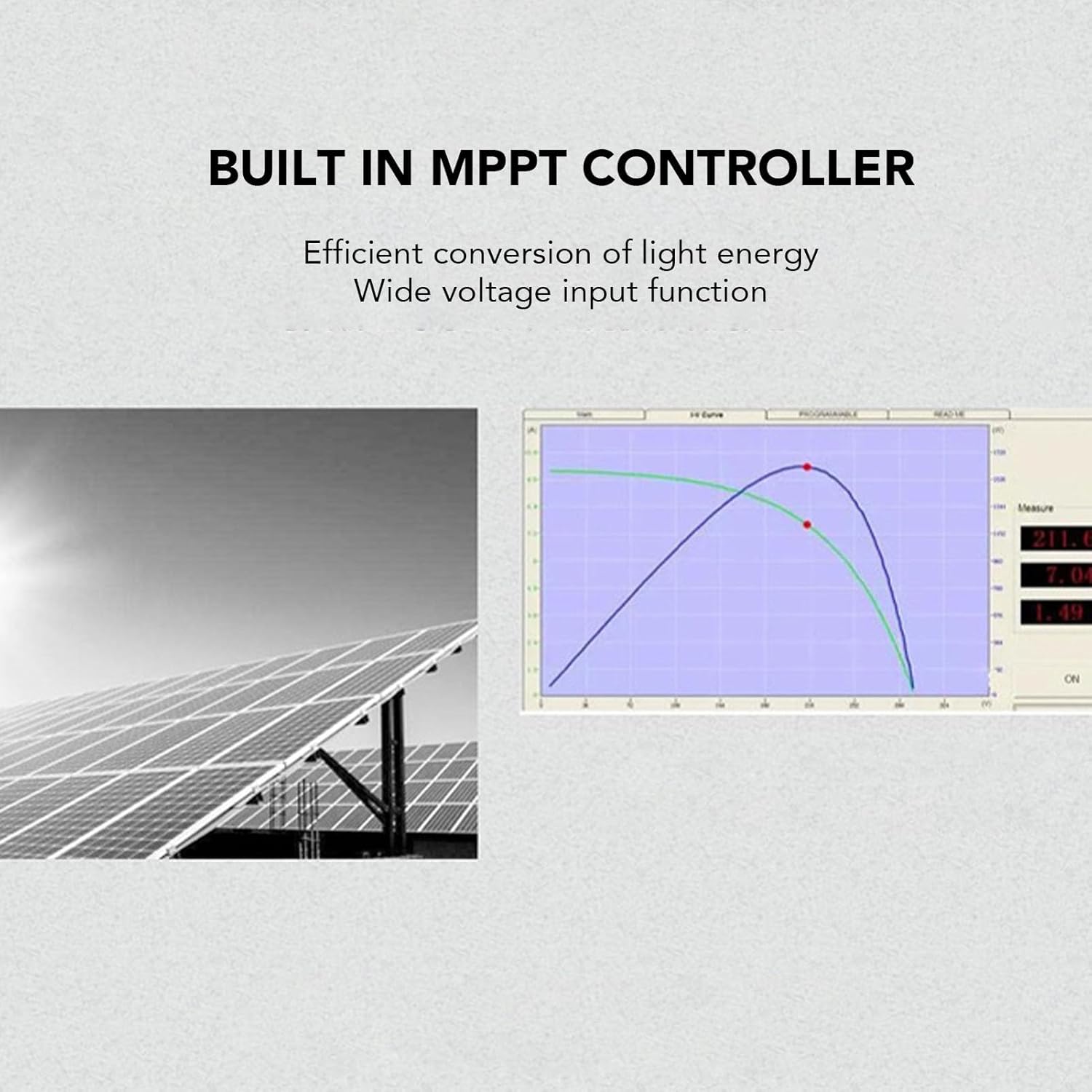 Eujgoov Solar Inverter 4KW 1PH with Variable Frequency Drive Speed Controller for Photovoltaic Pump Single Phase Cooling PC System Control, MPPT Solar Photovoltaic System