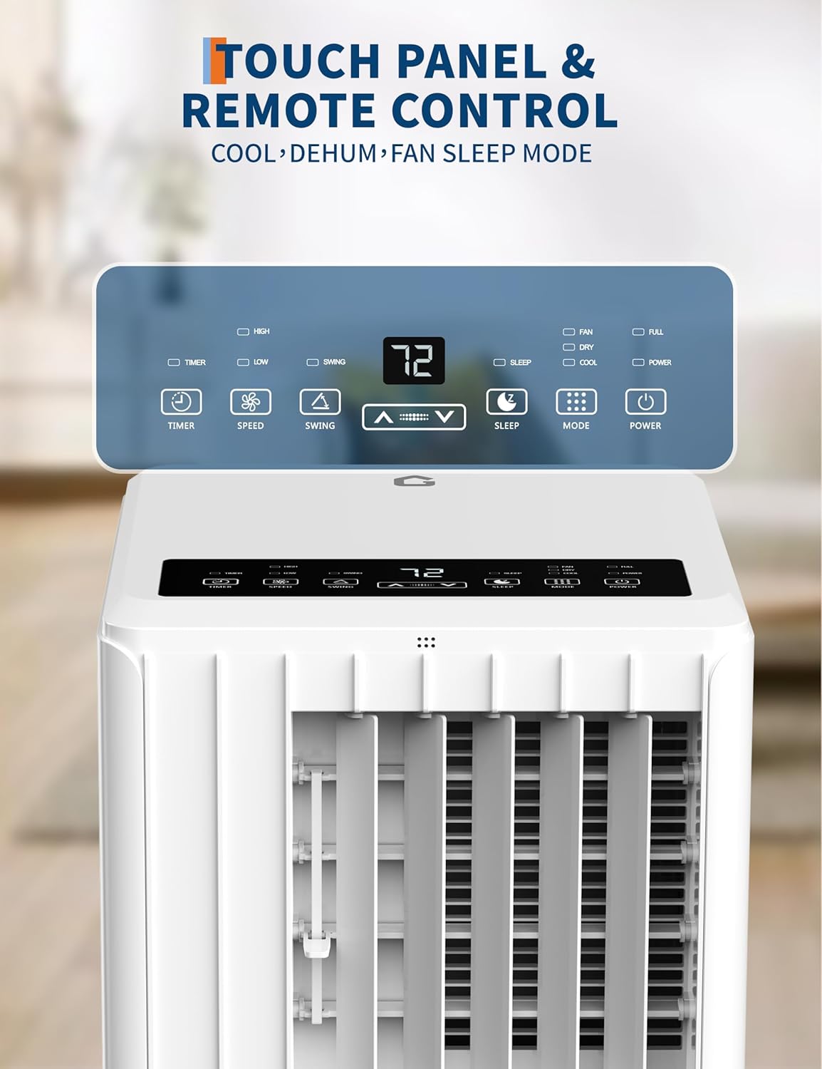 8000Btu Portable Air Conditioner, 3 in 1 portable ac unit with fan, dehumidification, cooling 350sq.ft, room air conditioners with smart control, remote control, ultrafiltration dust removal