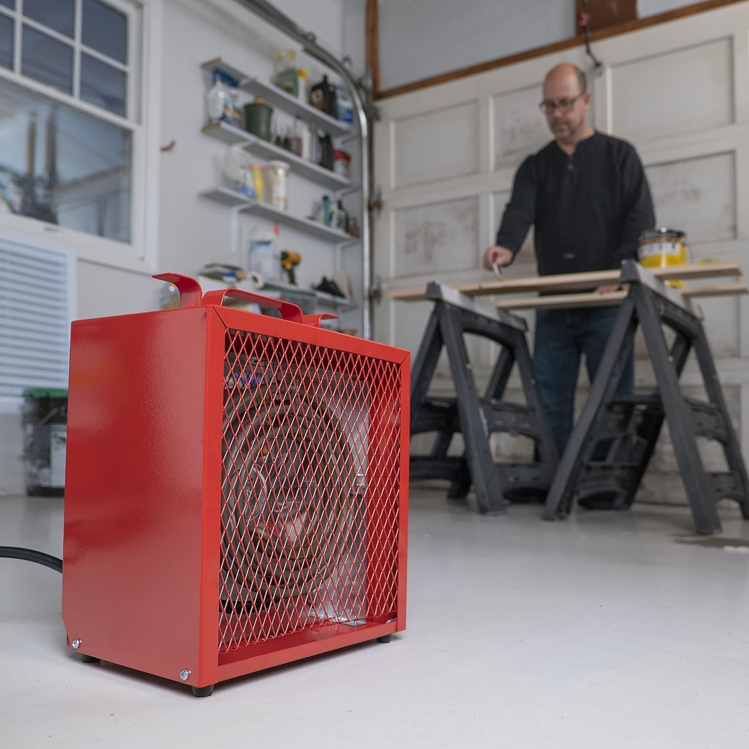 Comfort Zone CZ290 NEMA 6-30P 4,800-Watt Fan-Forced Industrial Heater, Integrated Thermostat Control, Heavy Gauge Steel, Carry Handle with Rubber Feet and Overheat Protection, Red