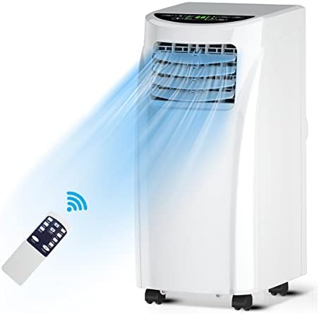 ARLIME Portable Air Conditioner 8000 BTU, 3-in-1 AC Units for Rooms with Fan & Dehumidifier Cools up to 250 sq. ft, Energy Saving Single Room AC with 2 Fan Speeds, Auto Swing, 24H Timer, Full-Function LED Remote Control, Side Handles & Wheels