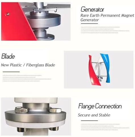 1000W Vertical Axis Wind Turbine Generator Kit - 3 Blades, Permanent Magnet, 12/24V, Controller Included, Quiet Design for Home, Boats & Street Lighting Solutions