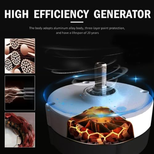 Kang 12000W Low Noise Vertical Wind Turbine Generator for Home Use, 12V/24V/48V/220V with Controller, Ideal for Courtyard & Garden Lighting, White Finish