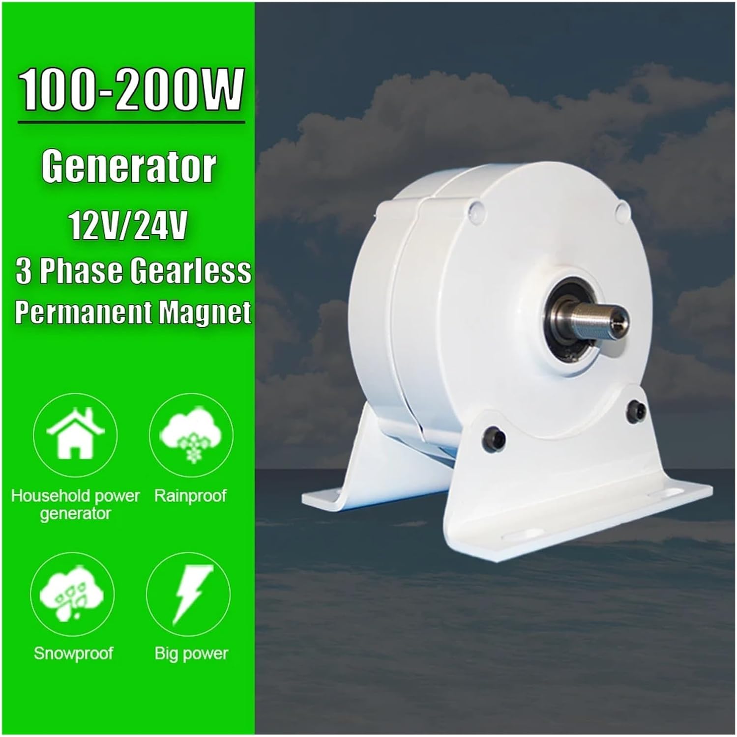 Wind Turbine Generator 750 RPM 500w 12V 24V Windmill AC DC Power Magnetic Dynamo Water Turbine Hydro tor Industrial Energy(with The Base,12V_500W)