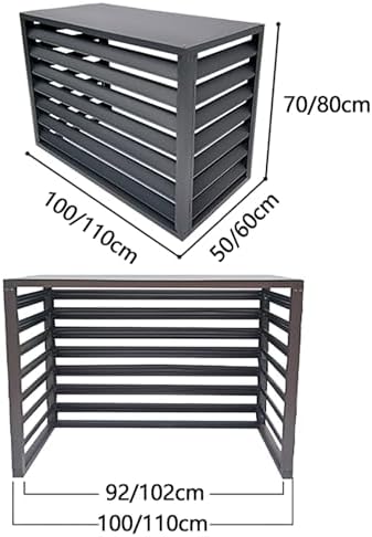 Outdoor Air Conditioner Cover Aluminum, All Weather Protective Cover, Trash Can Enclosure Freestanding Privacy Screen Fence Panels AC Unit Cover Flower Stand Condenser Protective Cover ( Color : Bro