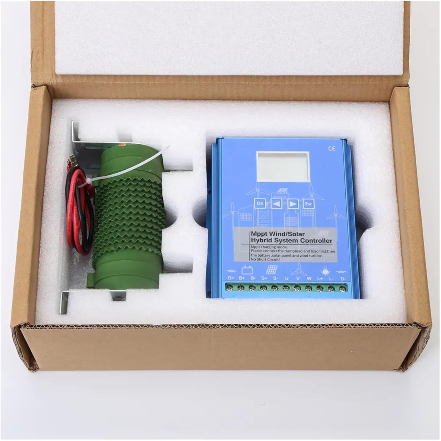Solar Controller, 2800W MPPT Wind Solar Hybrid Controller Boost Charr 12V 24V 48V Free Dump Load(Wind1KW Solar1KW)