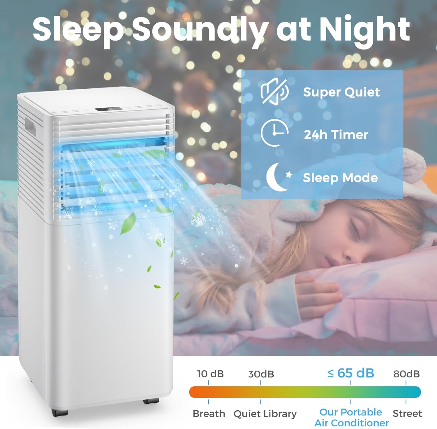 KOTEK Portable Air Conditioners, Air Conditioner for Rooms up to 230 Sq Ft, Ac Unit with Remote Control, 2 Speeds, 4 Modes, 24H Timer & Window Installation Kit for Home/Office/Dorms (White, 8000 BTU)