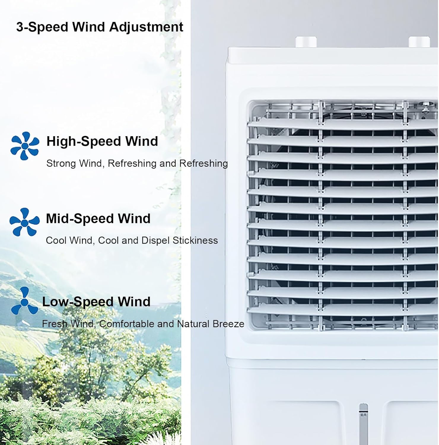 Evaporative Air Cooler, 3 In 1 Ventless Portable Air Conditioner, 8 Gallon Swamp Cooler with 90° Oscillation, 4 Ice Packs, 3 Speeds Cooling Fan For Home, Office, Supermarket