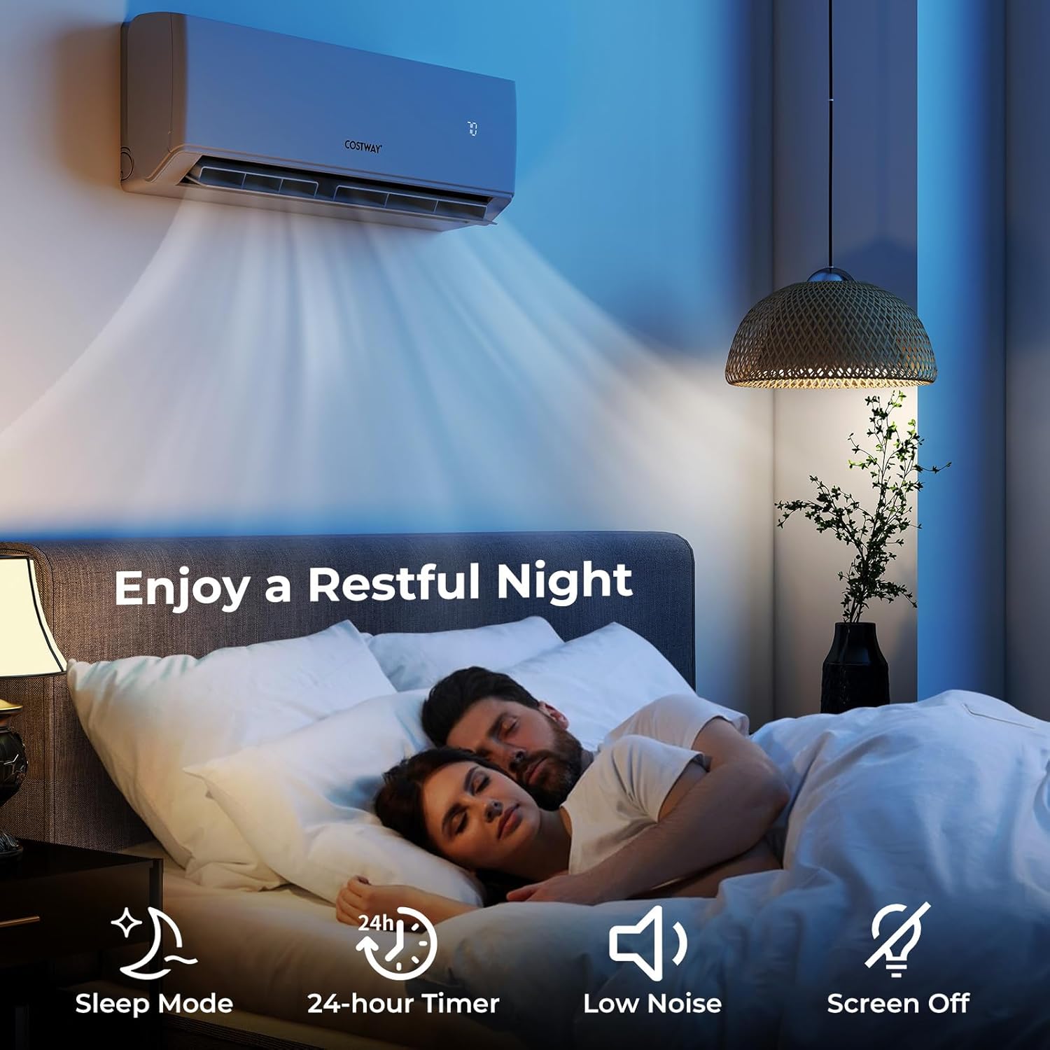 COSTWAY 30k Tri 3 Zone Mini Split Air Conditioner, 23 SEER2, 9k+12k+12k BTU, 208-230V, Wifi Enabled Multi Zones Mini Split AC Heat Pump Full Set, Ductless Energy Star
