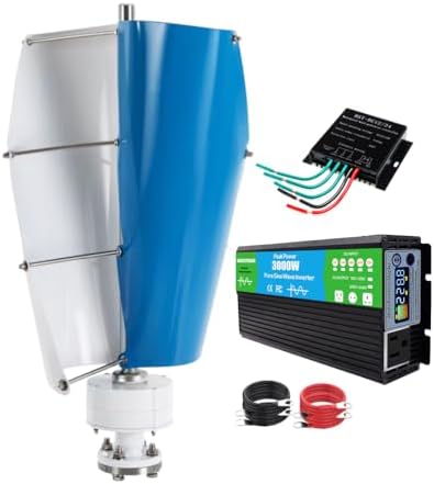 3000W No Noise Vertical Wind Turbine Generator with 2 Blades & MPPT Controller for 12V/24V/48V/220V - Ideal for Home, Camping & Street Lighting Solutions