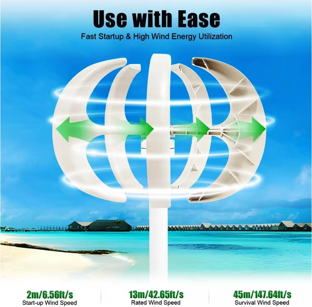 12000W Vertical Wind Turbine 12V 24V 48V Small Windmill Free Energy 220V Household Farm Sent to MPPT Controller