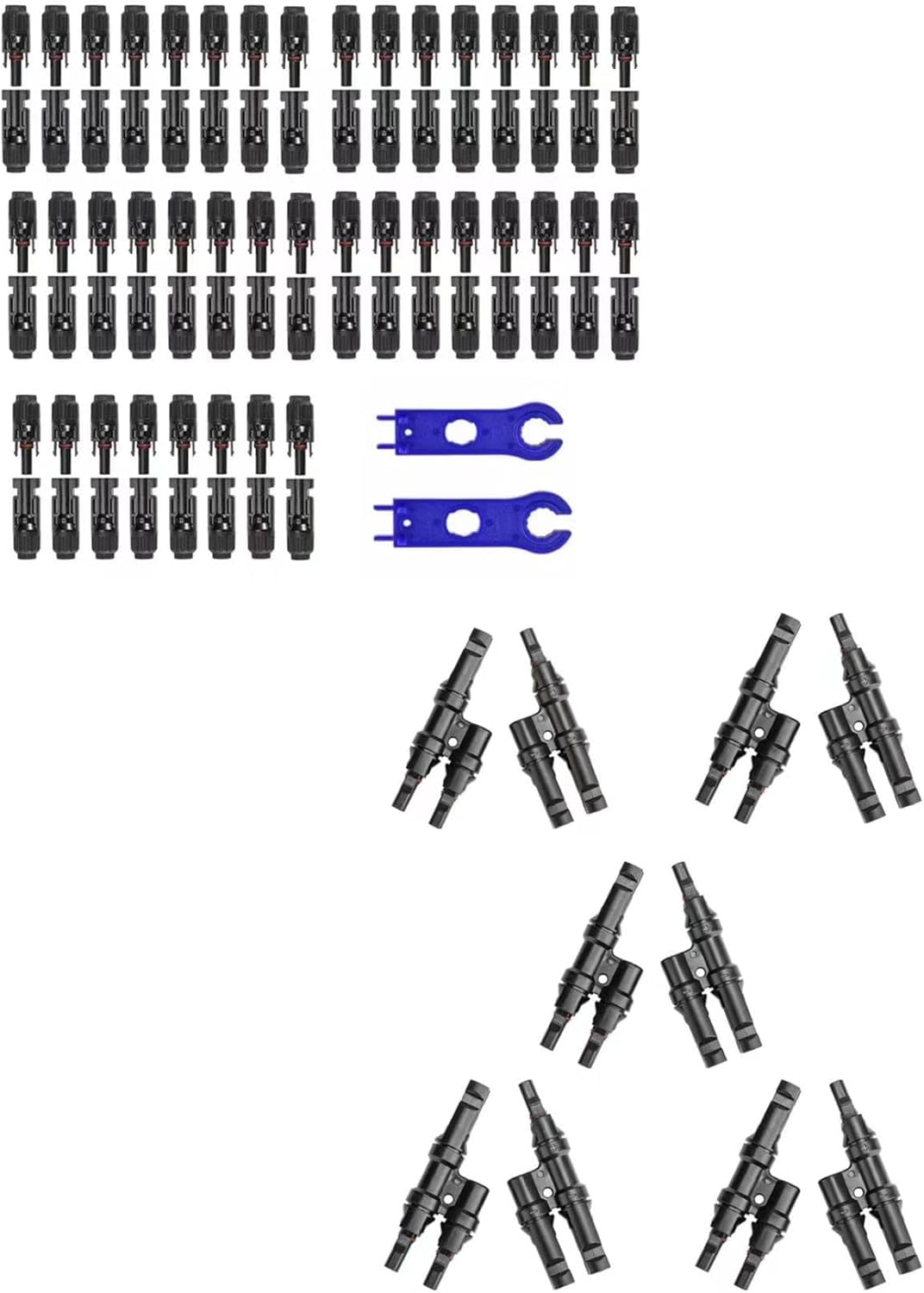 100PCS Solar Panel Connectors +10PCS Solar Branch Connectors