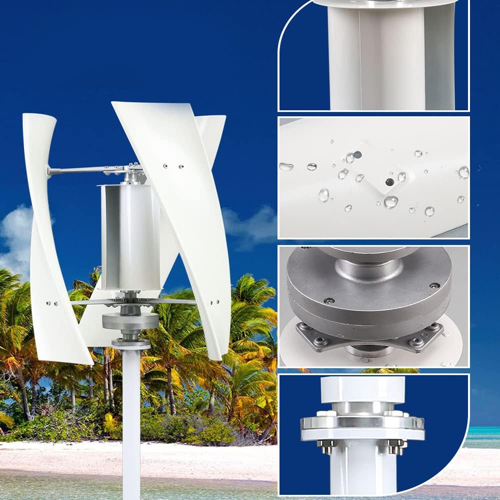 4000W-6000W Vertical Axis Wind Power Turbine Generator, Low RPM 12V 24V 48V Wind Turbines Generator Vertical Windmill with MPPT Controller for Home Farm