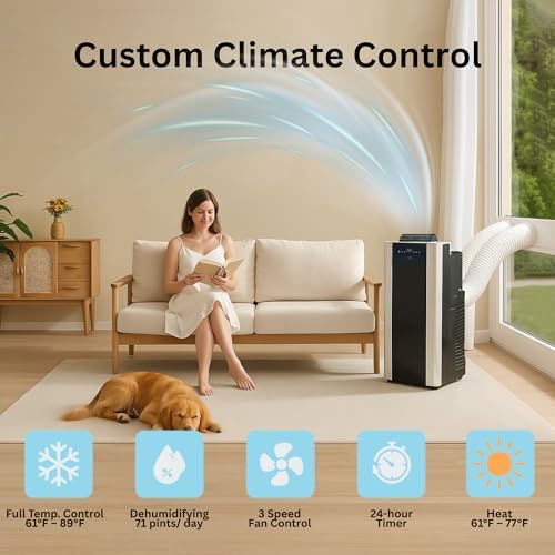 Whynter Portable Air Conditioner 14,000 BTU & Heater with Dual Hose Dehumidifier & Cooling Fan for 500 Sq Ft Rooms, Includes AC Unit Window Kit, ARC-14SH (9,200 SACC)