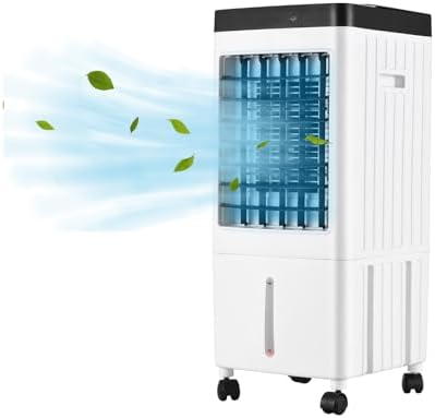Portable Air Conditioner Fan, Evaporative Cooler Cooling Machine, 3 Speed with 7hrs Timer 10L Water Tank for Room Home Office Dorm (US Plug)