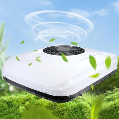 12V/24V Electric RV Roof Air Conditioner, Truck Cab Camper Air Conditioner Cooling/Heating, Non-Ducted Air Conditioner Low Noise for Buses, Trailers, Van,White-24V