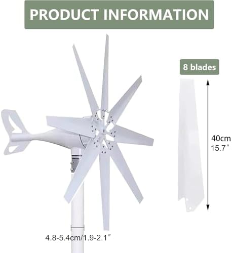12000W Wind Turbine Generator Kit, 48V with 8 Blades & Solar Controller - High Efficiency Blue Wind Power System for Eco-Friendly Energy Solutions