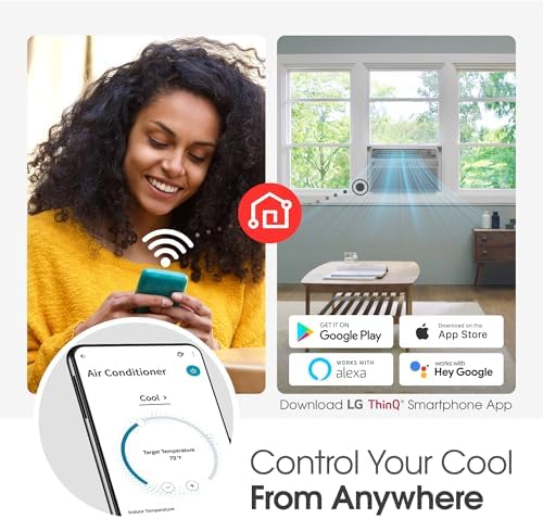 LG 8000 BTU Window Air Conditioner [2024 New] Remote Control WiFi Enabled App Washable Filer Ultra-Quiet Cools 350 Sq. ft for Small & Medium Room AC Unit air conditioner Easy Install White LW8024RSMX