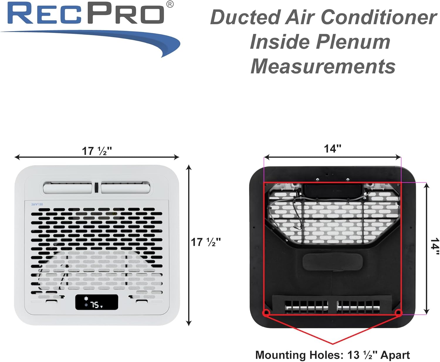 RecPro RV Air Conditioner 15K Ducted or Non-Ducted | Quiet AC | 110-120V | Heat Pump and Cooling | Easy Install | All-in-One Unit | For Camper, Fifth Wheel, Food Trucks (Ducted, White)
