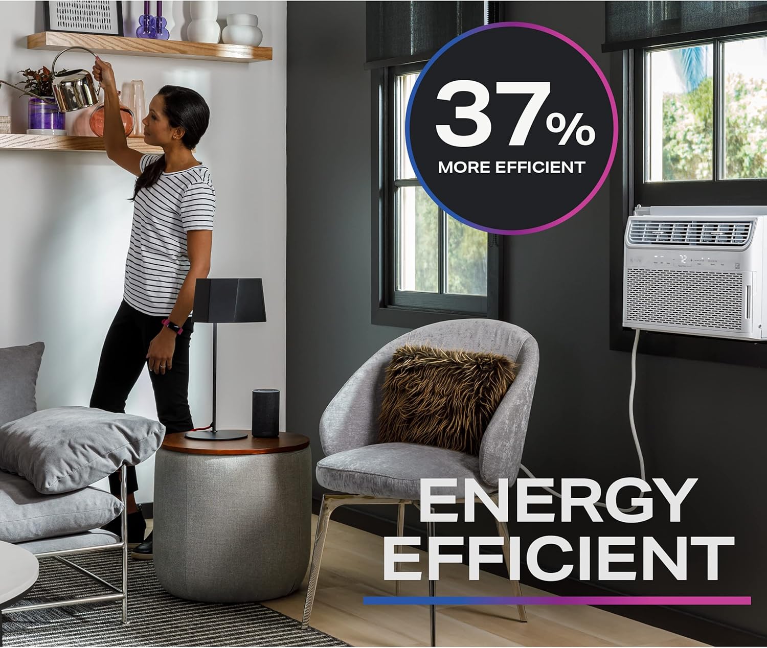 GE Profile Inverter Window Air Conditioner 13,500 BTU, WiFi Enabled, Ultra Quiet, Inverter Technology, Energy Efficient for Large Rooms, Easy Installation with Included Kit, Energy Star, White