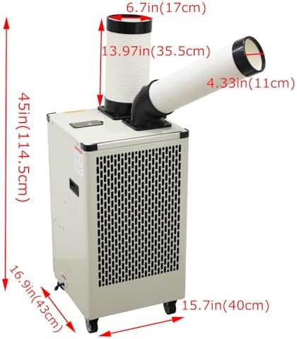 Industrial Portable Air Conditioner 110V,9180 BTU Commercial Spot Cooler with Single-Duct Exhaust for Warehouse Server Room Outdoor Work Sites Easy Install Includes Detachable Filter 1KW