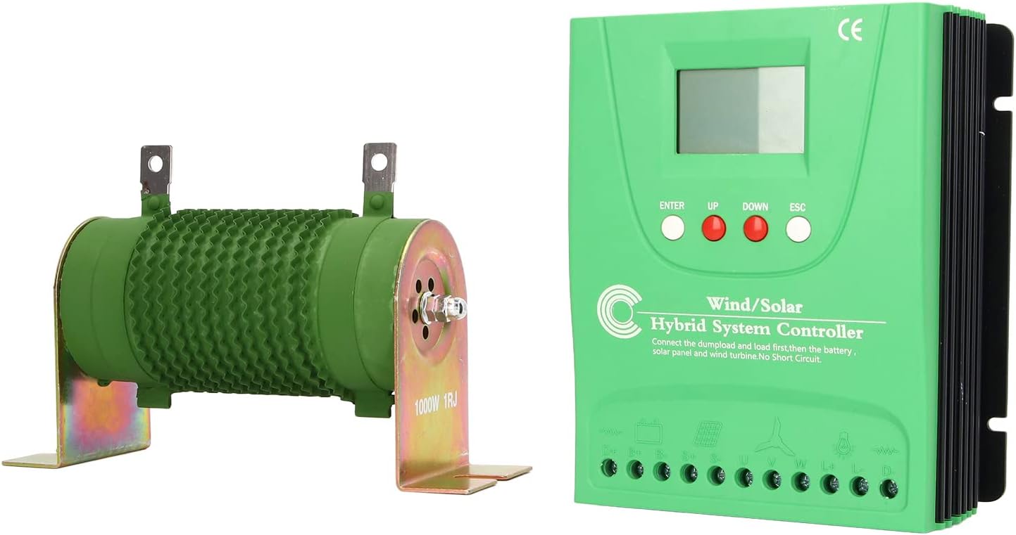 Wind Solar Hybrid Charge Controller, 24V 48V MPPT Boost Charge Regulator with LCD Display and Dump Load, for Off Grid Wind Solar Hybrid Systems (GPI48280)