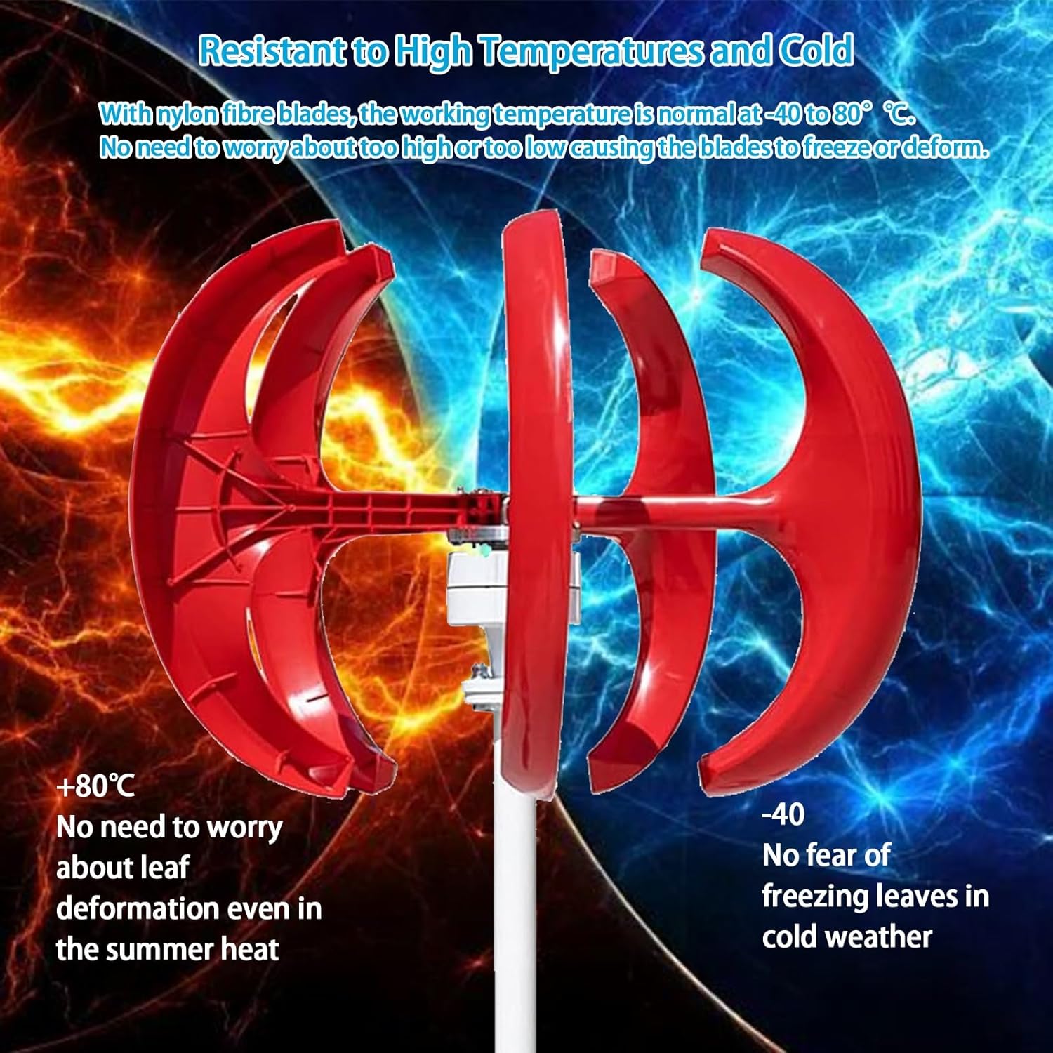 16000W Vertical Axis Wind Turbine Generator Kit, 5-Blade 12V/24V/48V System with Controller, Ideal for Home, Camping, Boat - Efficient Renewable Energy Solution in Red