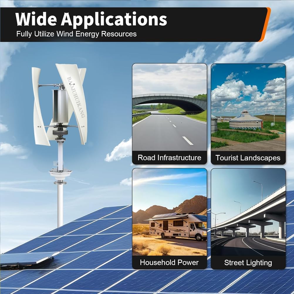 24v,15000W 12V/24V Vertical Axis Wind Turbine 12V/24V/48V Portable Wind Generator with Controller Free Energy Low Noise Wind Turbine Generator Kit