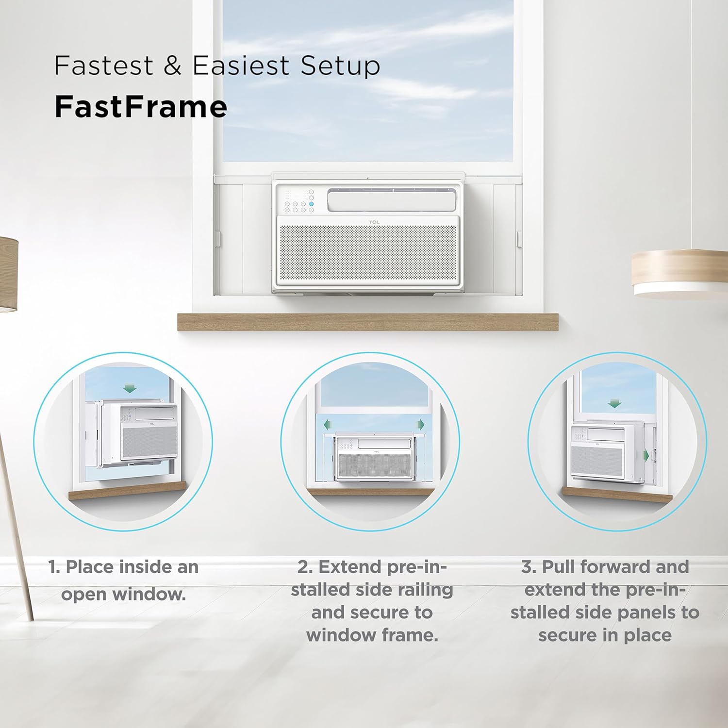 TCL 10,000 BTU Q-Series Smart Inverter Window AC, 115V, Inverter AC for Rooms up to 450-Sq. Ft., Ultra-Quiet, 38% Energy Saving, EZ Install, Open-able Window, Works with Alexa and Google Assistant