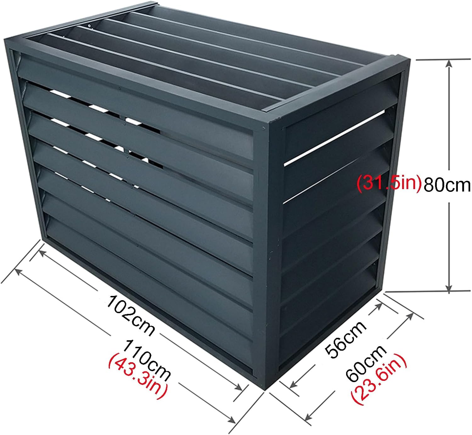 Aluminium Alloy Air Conditioner Rack Louvered Grille Detachable Air Conditioner Cover Outdoor Host Fence Shelves Shelter Decoration Rust-Free Rust (Color : Black, Size : 43.3x31.5x23.6in)