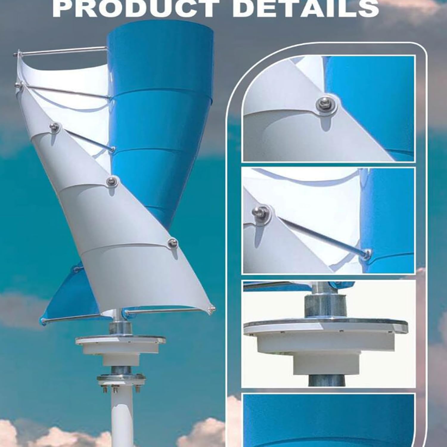 Vertical Axis Wind Turbine Generator Kit, 12000W 24V 48V 220V Free Energy Windmill Wind Turbine Generator Home Three Phase Generator Maglev