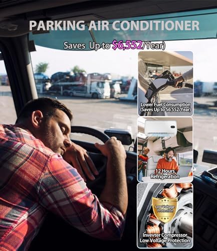 12V Air Conditioner w/Brushless Motor, Mini Split 12 Volt Air Conditioner, Parking AC 12 Volt DC AC, Cooling Low Noise for Big Rig Sleeper, Semi Trucks, Pickup, Trucks, RV, Vans