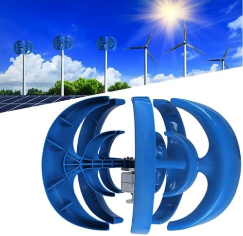 10000W Vertical Axis Wind Turbine Generator - 220V, 5 Blades, Low Wind Speed (2M/S) Home & Camping Power Solution - Durable Blue Wind Power Kit