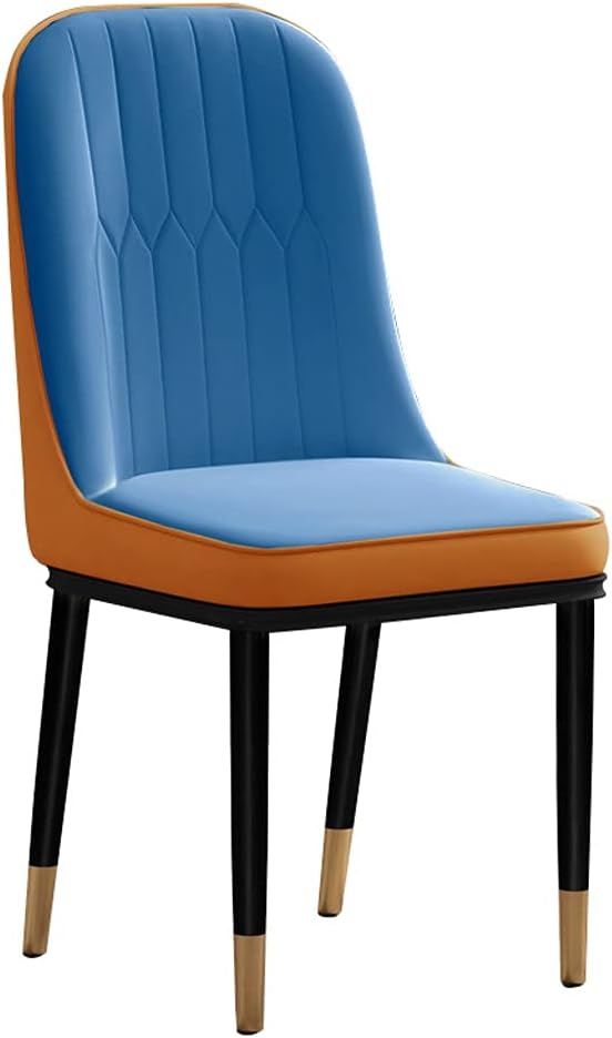 Kitchen Dining Room Furniture Chairs Faux Leather Dining Chairs Water Proof PU Leather Side Chair with Metal Legs for Office Lounge Dining Kitchen Bedroom (Color : Blue+Orange)