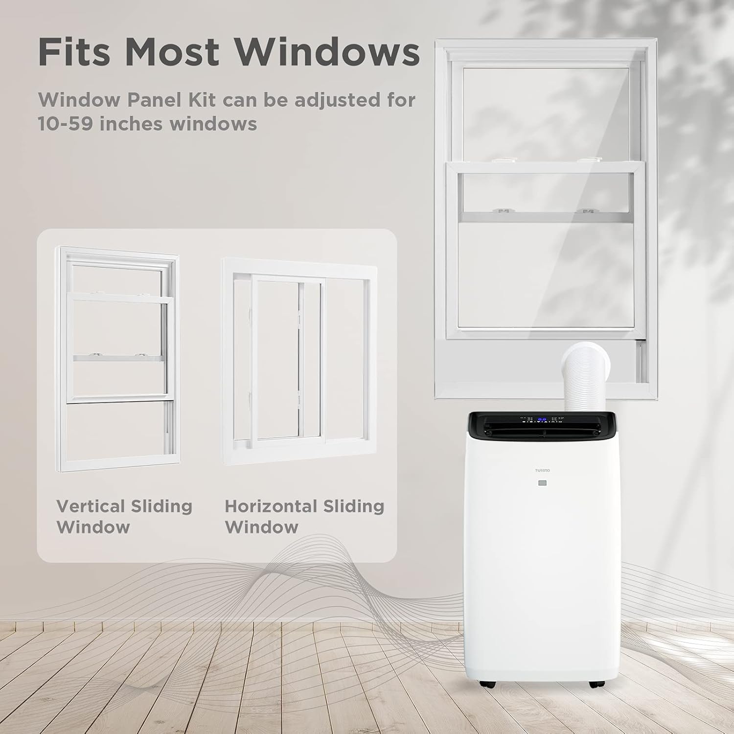 TURBRO 14,000 BTU Portable Air Conditioner & Heater, 4-in-1 AC Unit with Dehumidifier, Fan, UV-C Light for Rooms up to 600 Sq Ft, Remote, Sleep Mode, Easy Installation (10,000 BTU SACC), Greenland