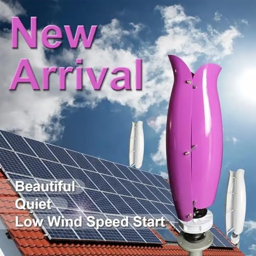 5KW Vertical Axis Wind Turbine Kit - 12V/24V/48V, Low Start-Up Wind Speed, Hybrid Wind & Solar Power System with Controller & Solar Panel, Efficient Breeze Start (White, 48V)