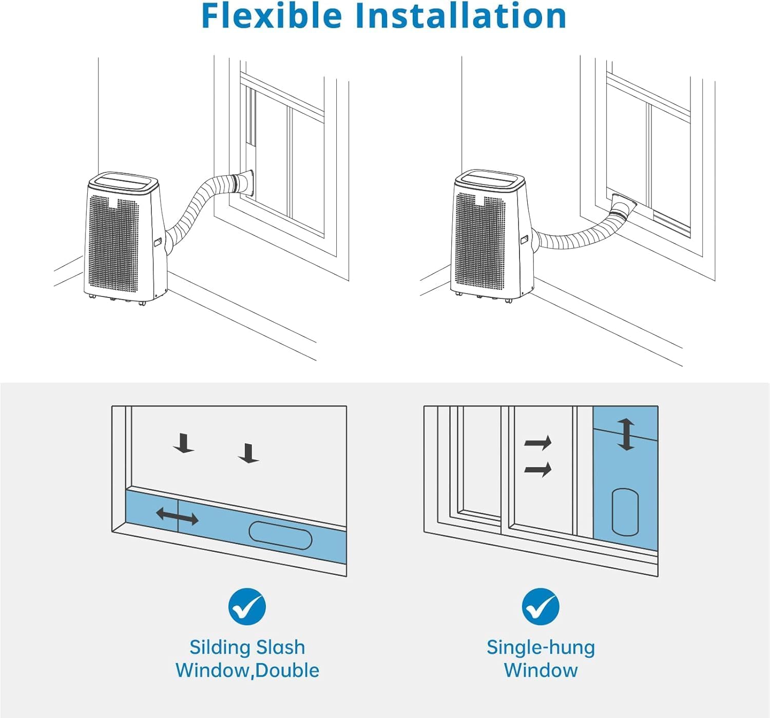 14000 BTUs Portable Air Conditioner, Floor Standing AC Units with Remote Control, Dehumidifier & Fan Mode, Sleep Mode, 24H Timer, LED Display, Cool Rooms up to 350 Sq. Ft